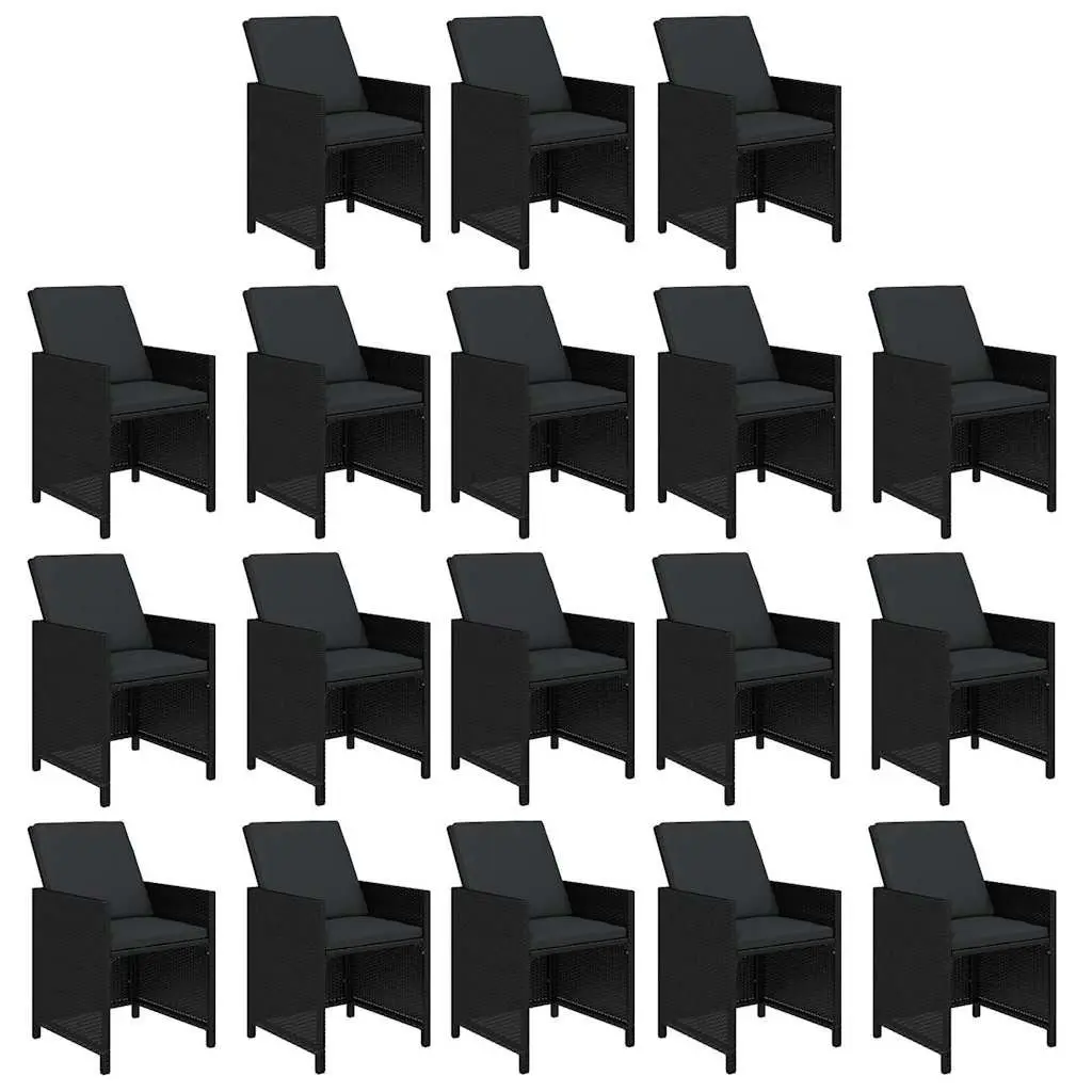 Poly Rattan Garden Dining Set Outdoor Furniture 19 Piece Black