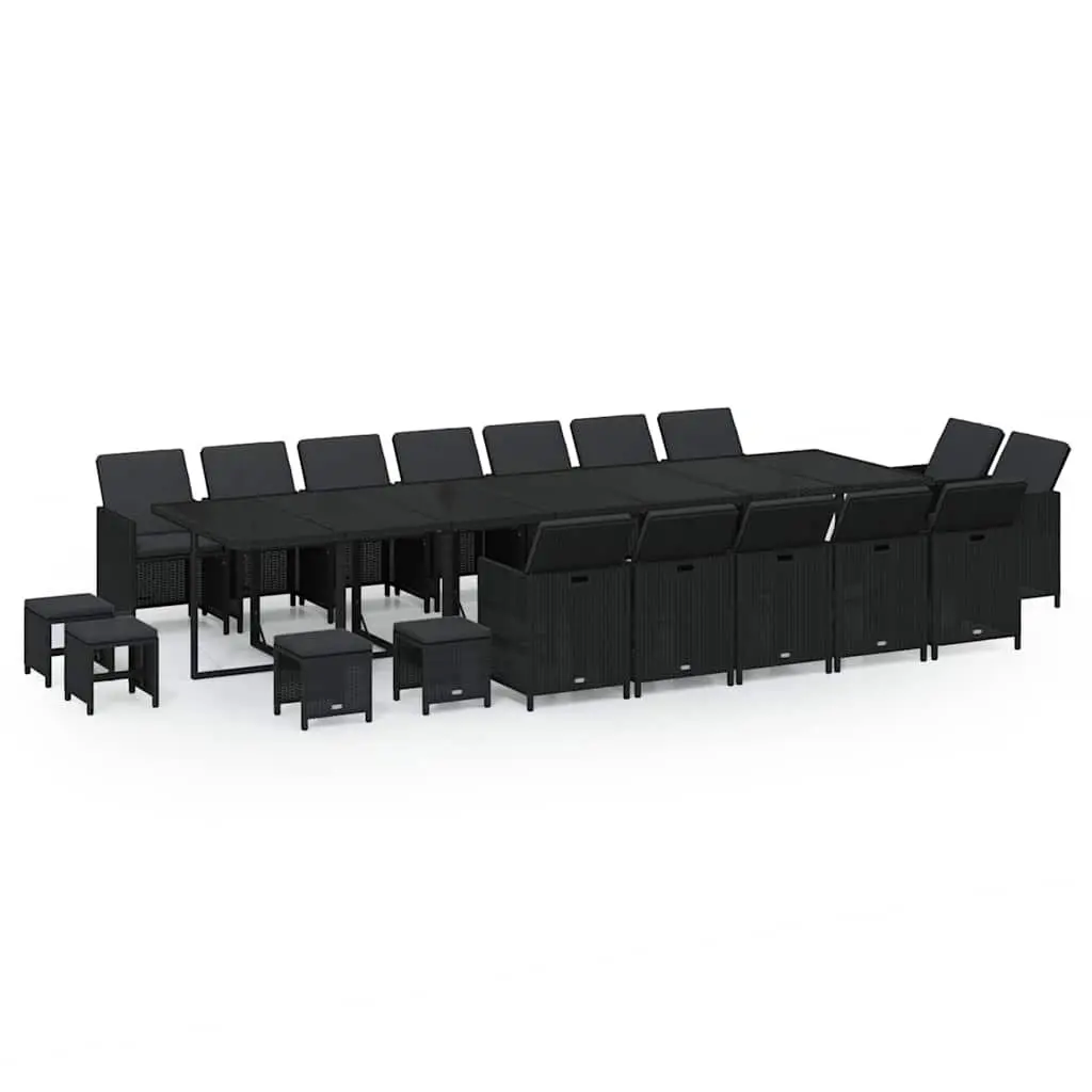 Garden Dining Set 19 Piece Outdoor Furniture Poly Rattan Black