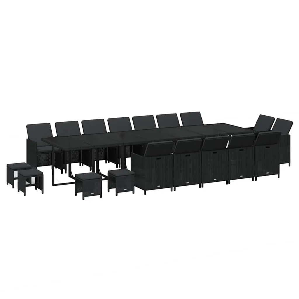 Garden Dining Set 19 Piece Outdoor Furniture Poly Rattan Black