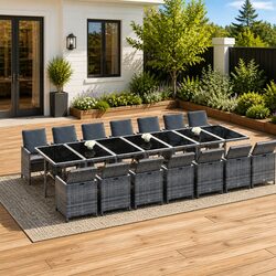 15-Piece Grey Outdoor Furniture Set for Relaxation