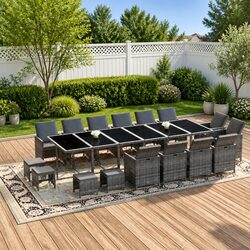 Comfort and Value in a 19 Piece Grey Outdoor Dining Set