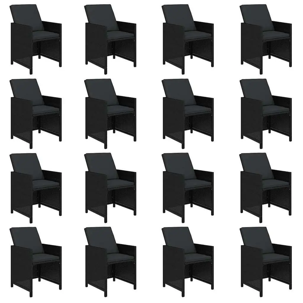 Garden Furniture Set 17 Pieces Outdoor Dining Black Poly Rattan Table Chairs