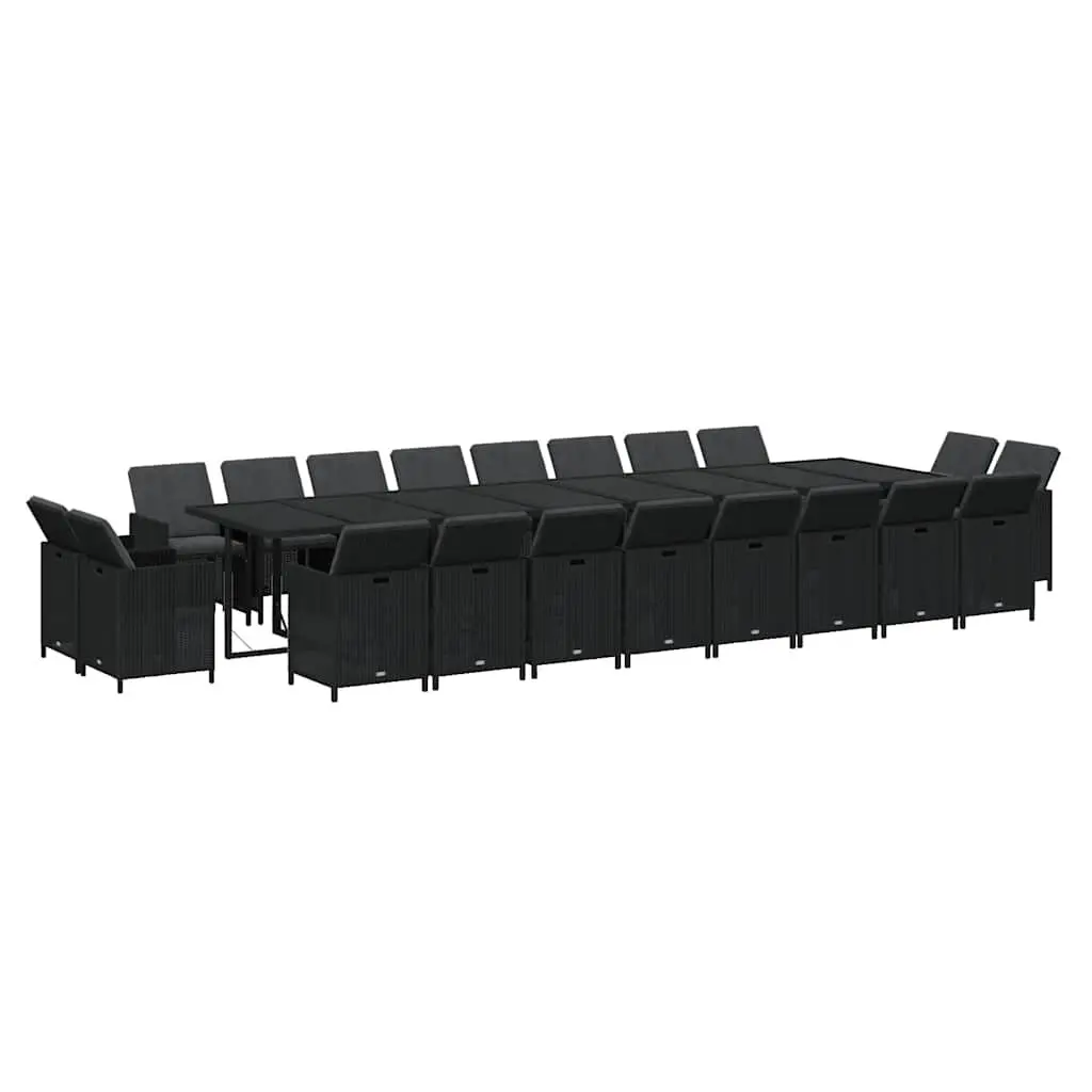 Outdoor Dining Set 21 Piece Garden Furniture Black Poly Rattan Table Chairs