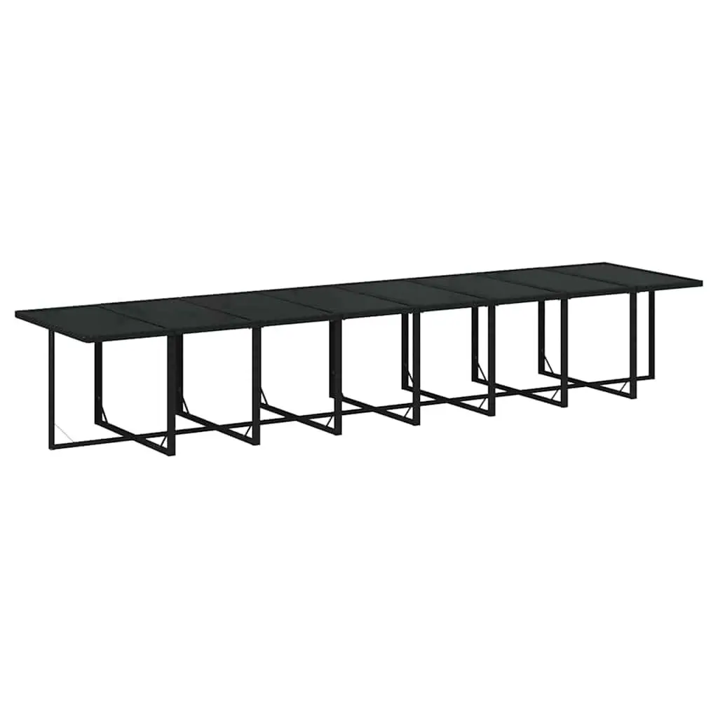 Outdoor Dining Set 21 Piece Garden Furniture Black Poly Rattan Table Chairs