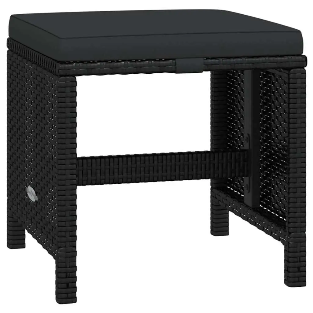 Outdoor Garden Dining Set 21 Piece Black Poly Rattan Chairs Table with Cushions