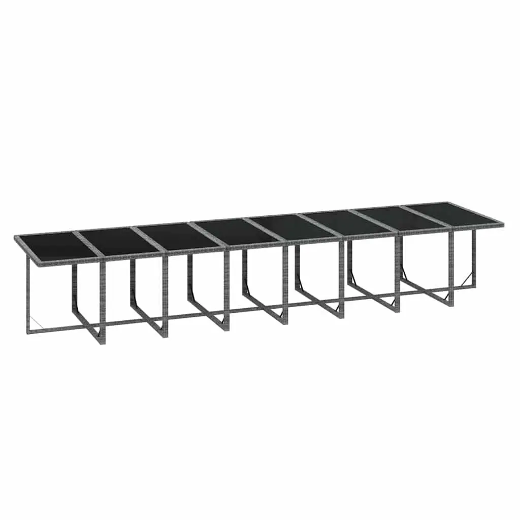 Outdoor Dining Set 21 Piece Garden Furniture Grey Poly Rattan with Cushions