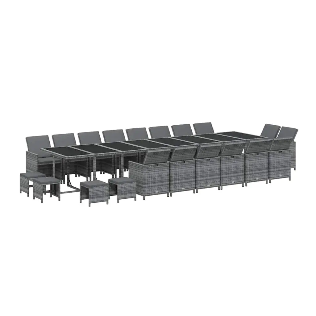 Outdoor Furniture Set 21 Piece Dining Grey Rattan with Cushions for Garden Patio