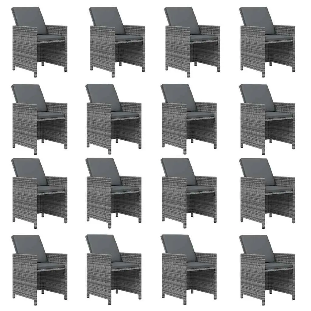 Outdoor Furniture Set 21 Piece Dining Grey Rattan with Cushions for Garden Patio