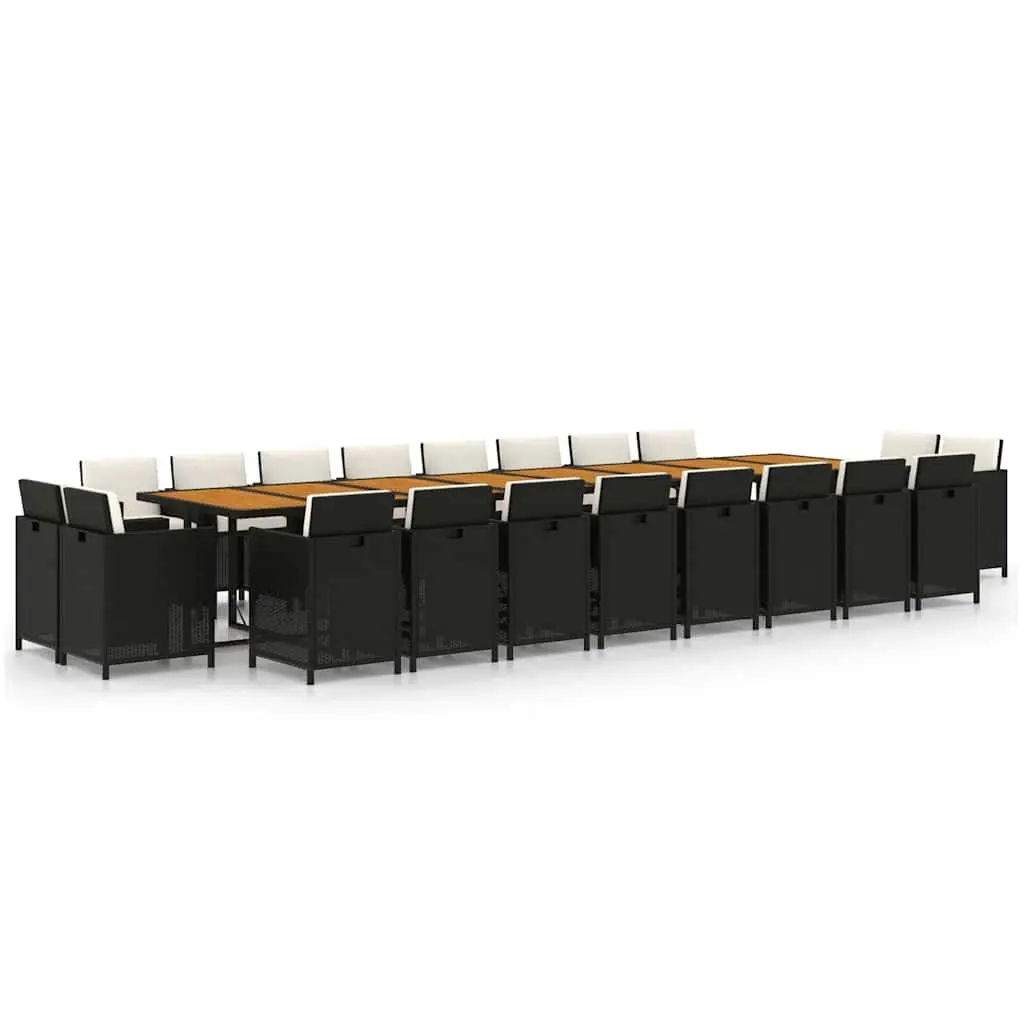 Outdoor Furniture Set 21 Pieces Dining Black PE Rattan with Cushions for Garden