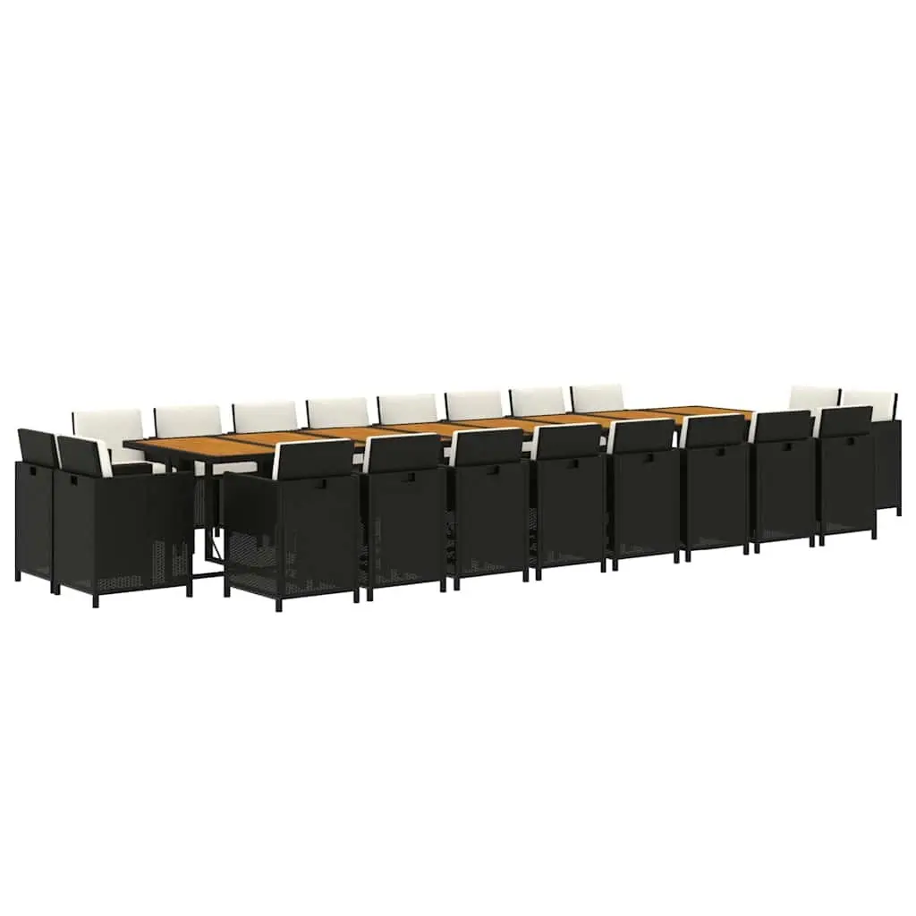 Outdoor Furniture Set 21 Pieces Dining Black PE Rattan with Cushions for Garden