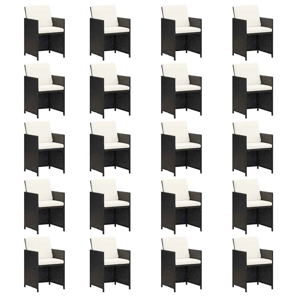 Outdoor Furniture Set 21 Pieces Dining Black PE Rattan with Cushions for Garden