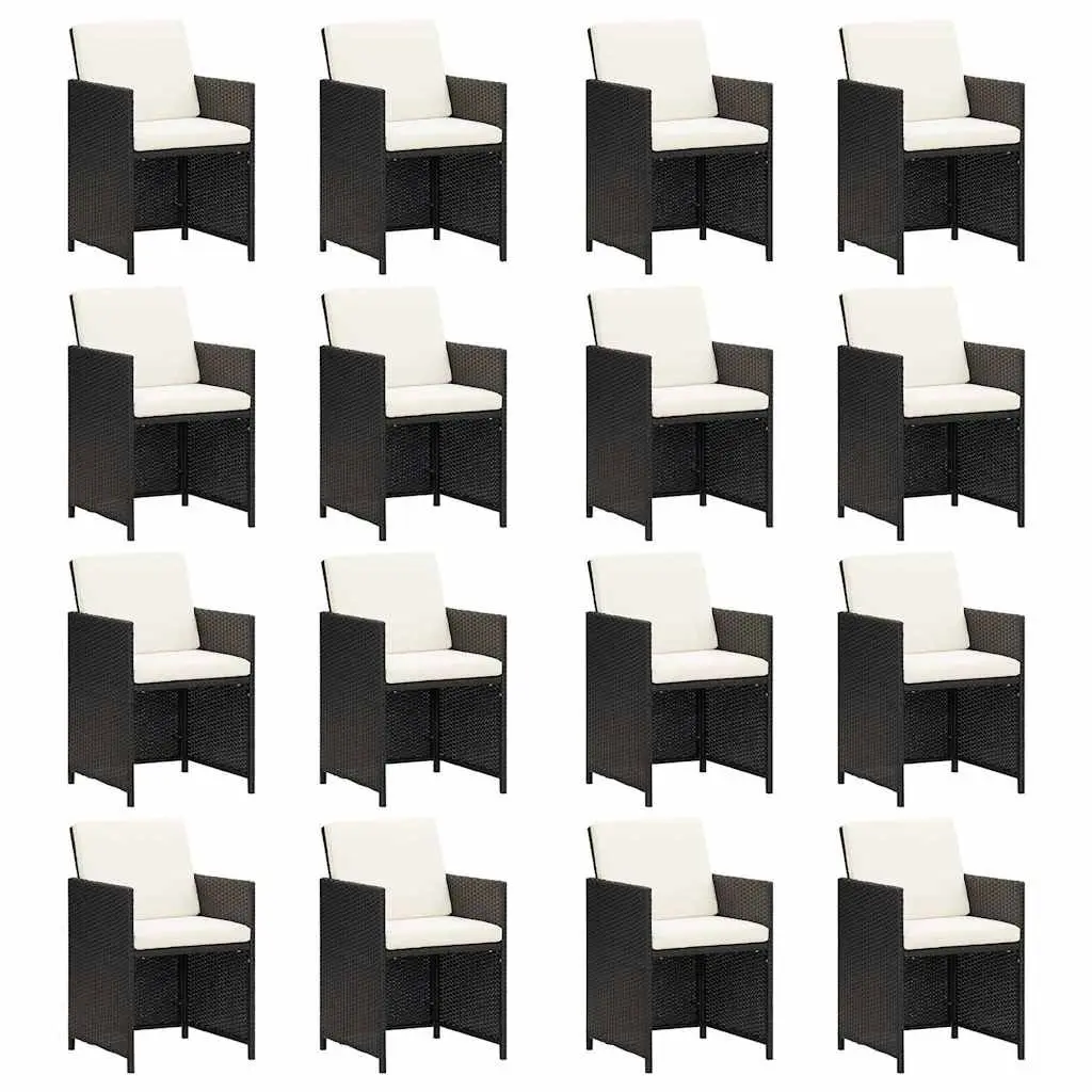 Outdoor Dining Set 21 Piece Black Poly Rattan Furniture with Cushions