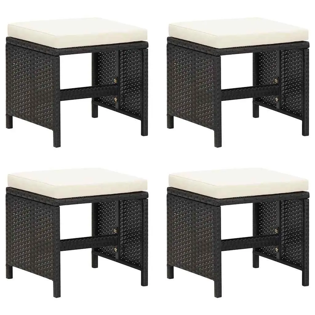 Outdoor Dining Set 21 Piece Black Poly Rattan Furniture with Cushions