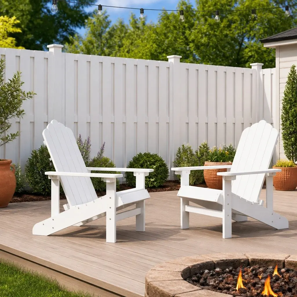 Adirondack Chairs Outdoor Seating Weather Resistant 2 Piece Set White