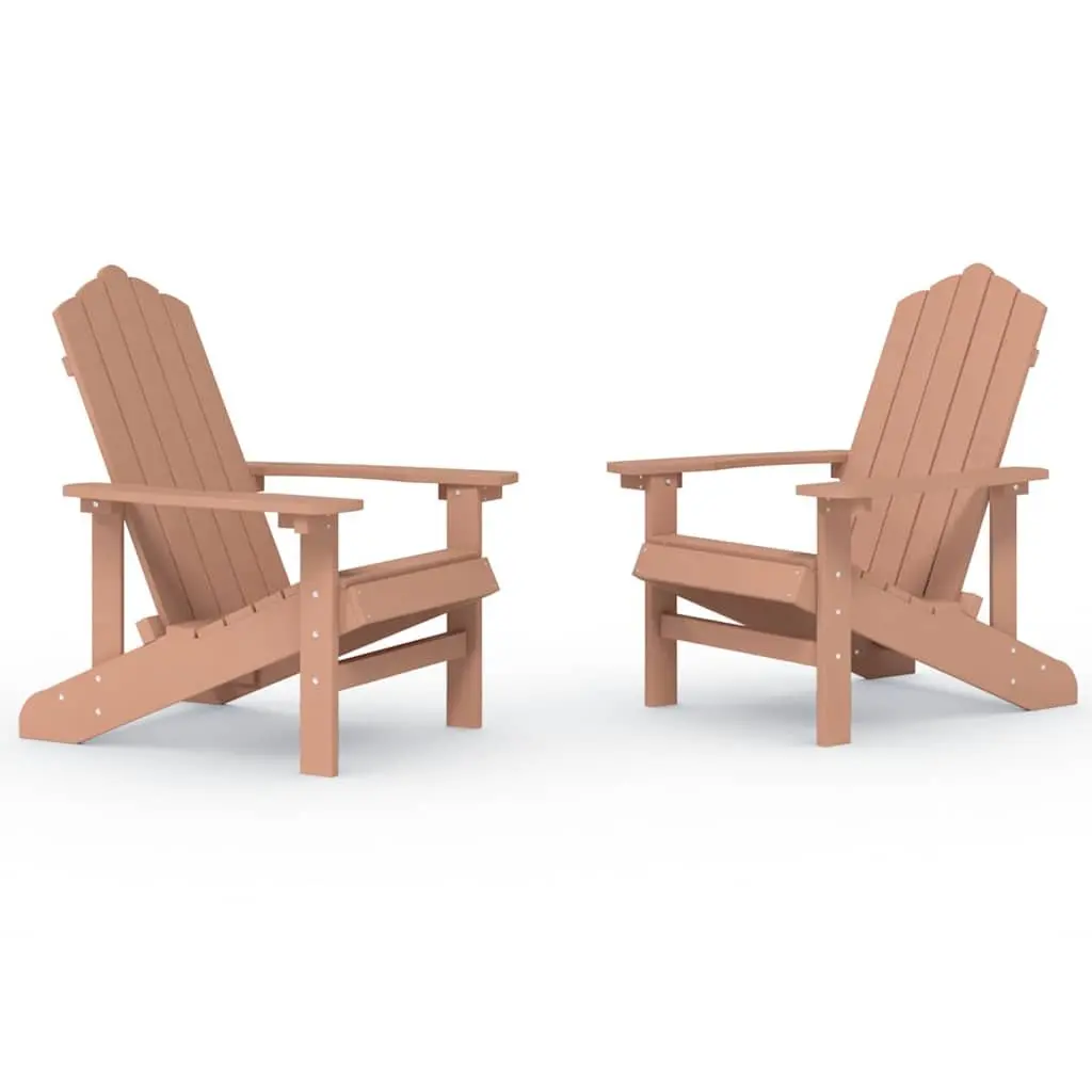 Adirondack Chairs Outdoor Seating Set of 2 Brown Weather Resistant