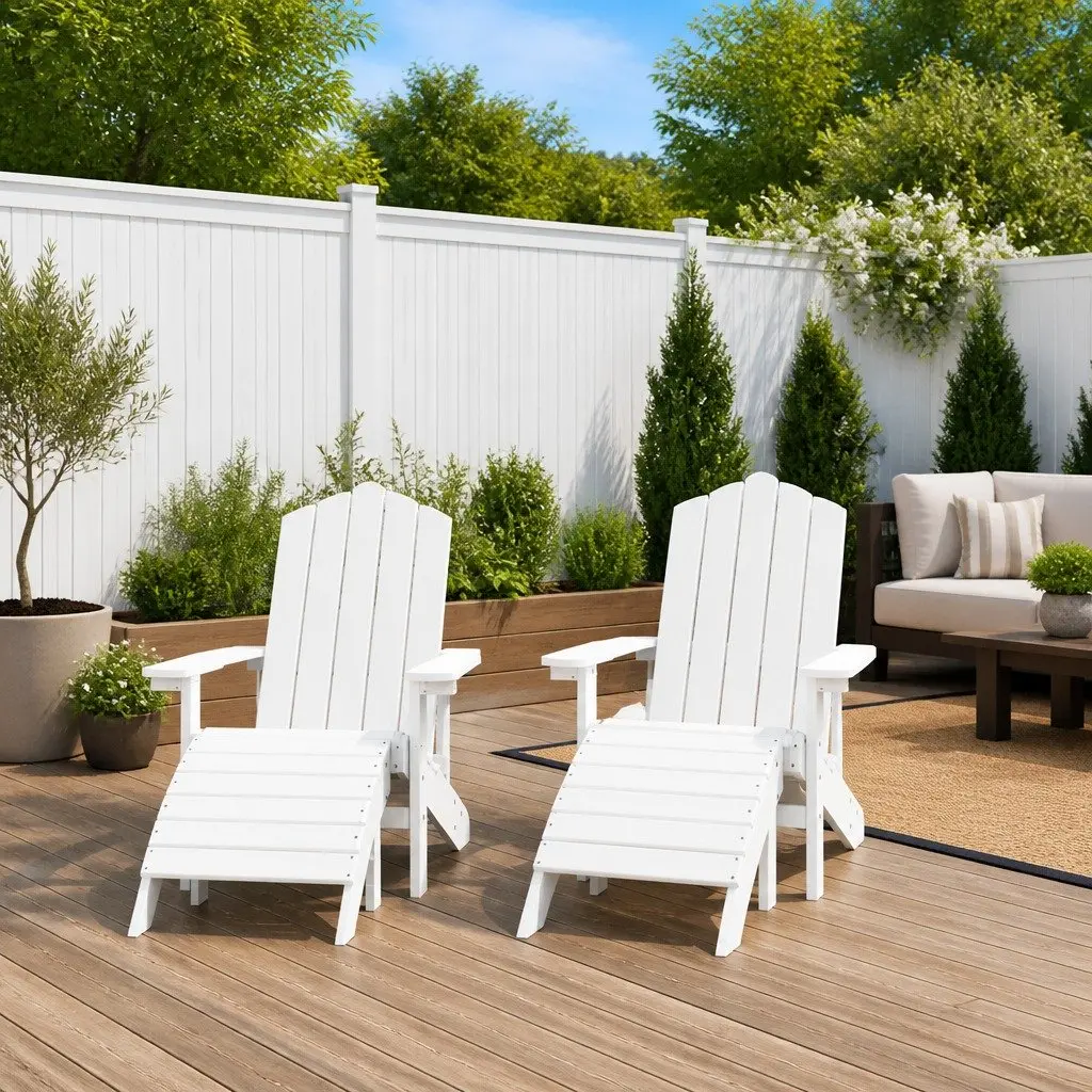 White Adirondack Chairs with Footstools