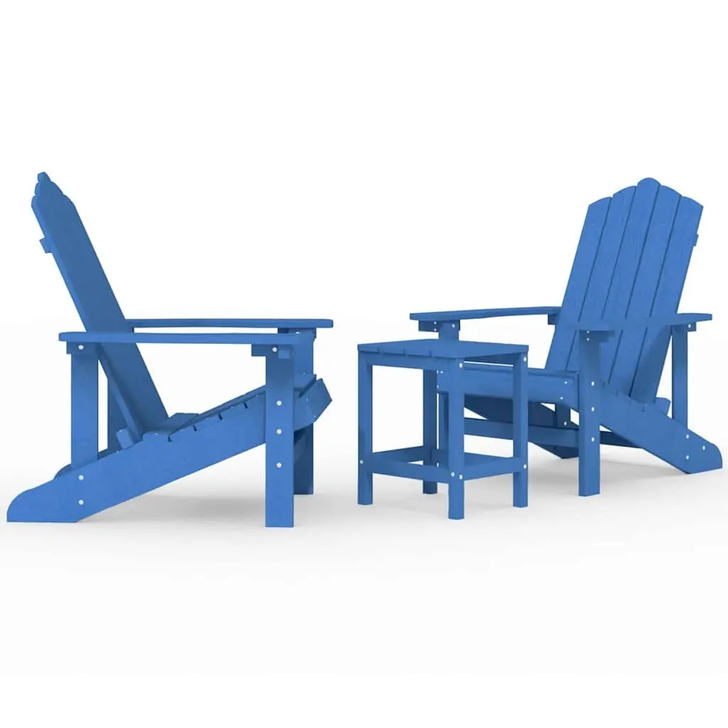 Adirondack Chairs with Table Set Outdoor Patio Seating Blue
