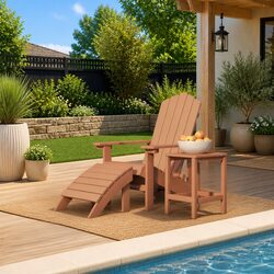 Comfortable Outdoor Adirondack Chair with Footstool & Table Set