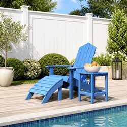 Comfortable Blue Adirondack Chair Set with Footstool