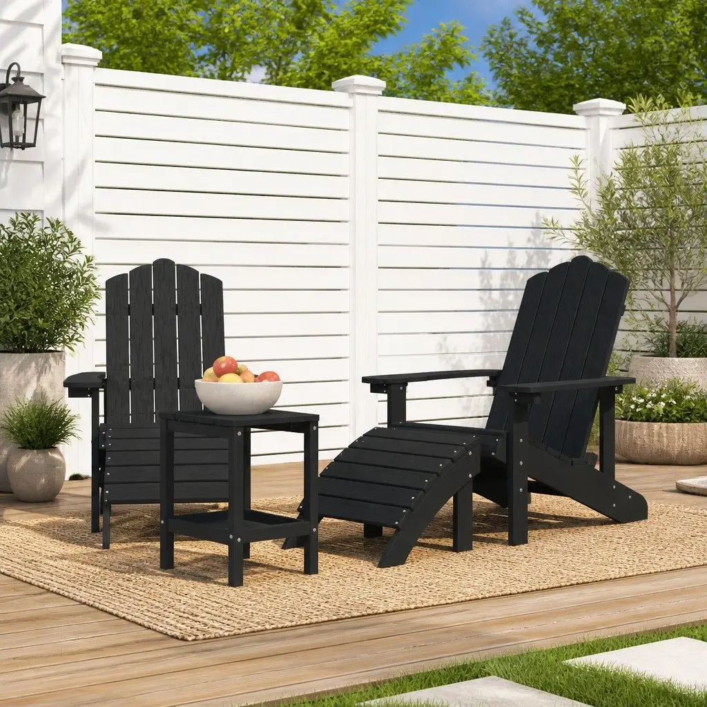 Adirondack Chairs with Footstools and Table Set