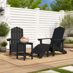 Durable Adirondack Chairs with Footstools and Table Set