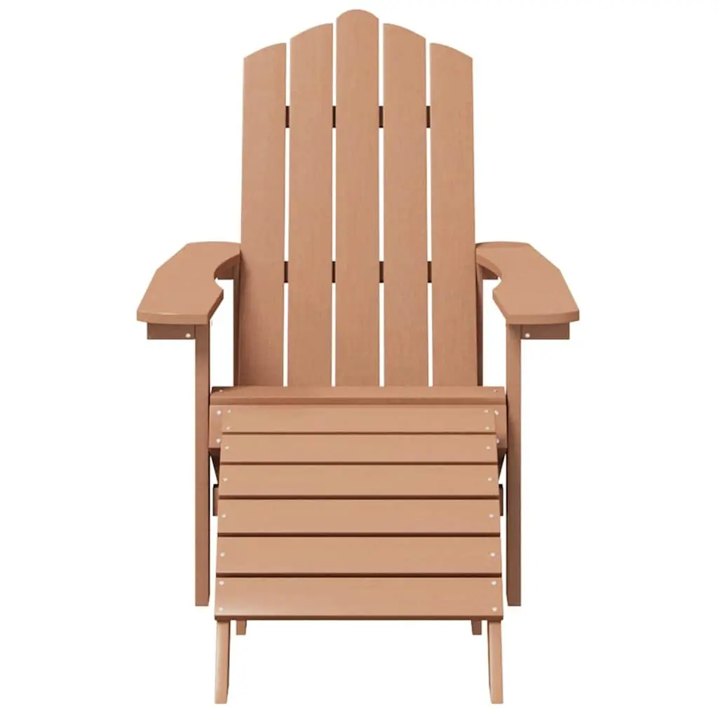 Adirondack Chair Set Garden Patio Seating with Footstool and Table Brown