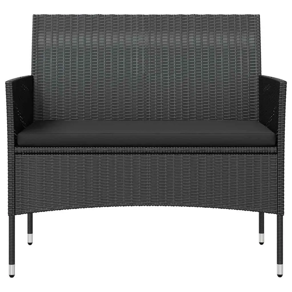 Outdoor Lounge Set 8 Piece Garden Furniture Poly Rattan Cushions Black
