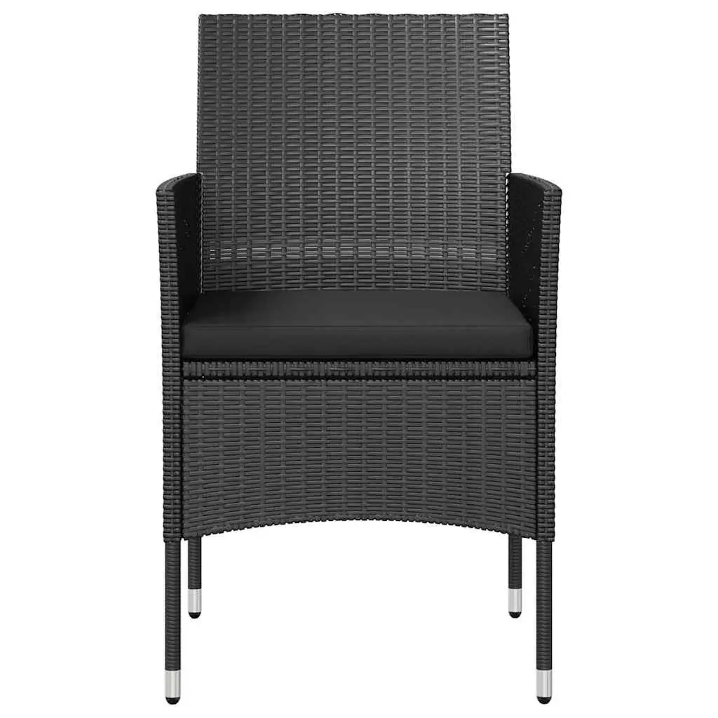 Outdoor Lounge Set 8 Piece Garden Furniture Poly Rattan Cushions Black