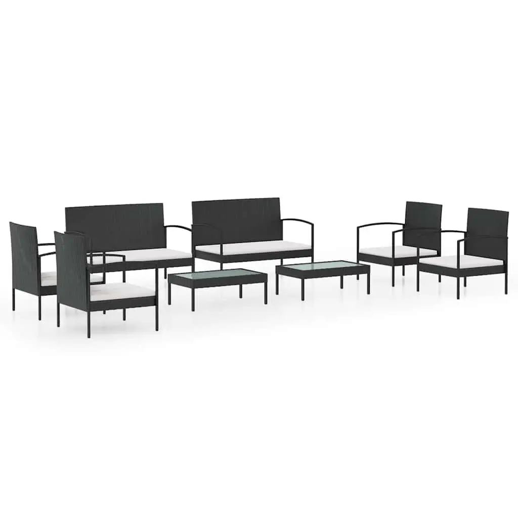 8 Piece Poly Rattan Garden Lounge Set Outdoor Furniture Patio Black