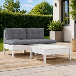 Comfortable 3 Piece Modular Garden Lounge Set in White