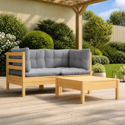 Reliable Garden Lounge Set with Grey Cushions