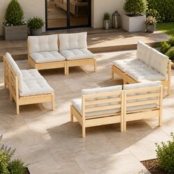 Reliable 8-Piece Garden Lounge Set with Cream Cushions