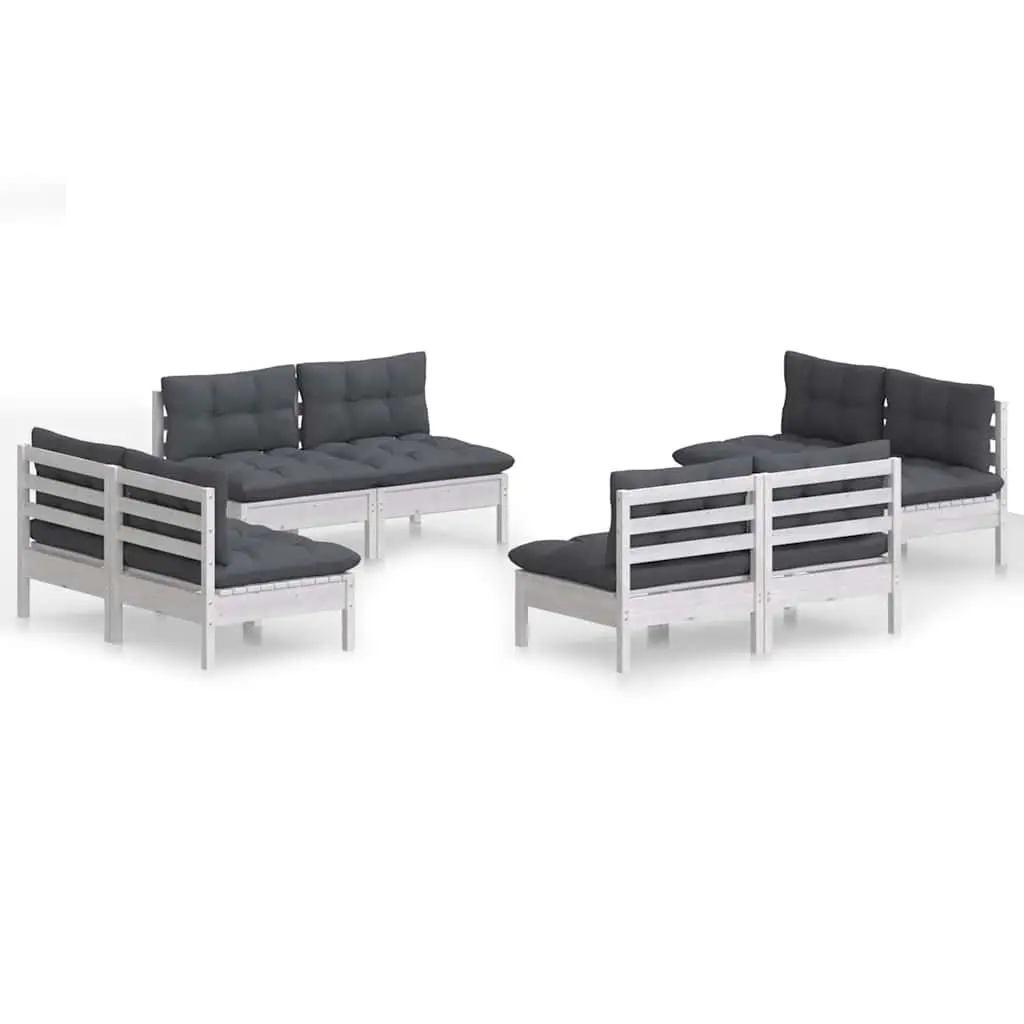 Outdoor Lounge Set 8 Piece Modular Patio Furniture White