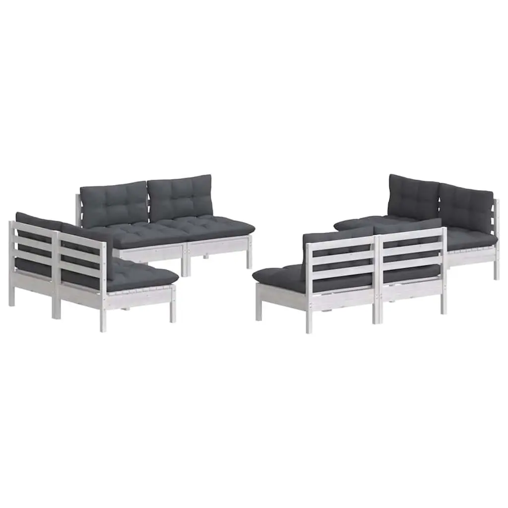 Outdoor Lounge Set 8 Piece Modular Patio Furniture White