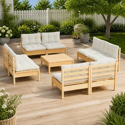 Comfortable 9 Piece Garden Lounge Set with Cushions