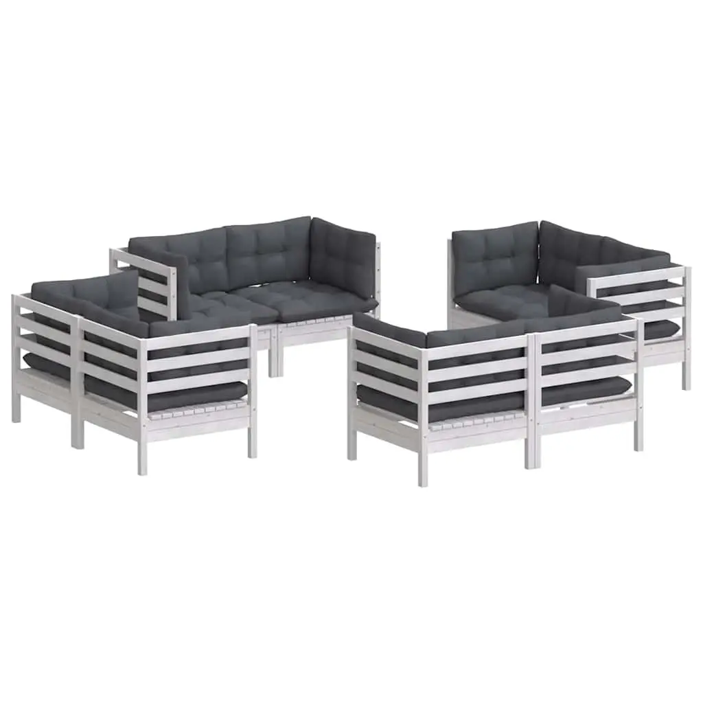 8 Piece Garden Lounge Set Outdoor Patio Furniture White Modular Pinewood