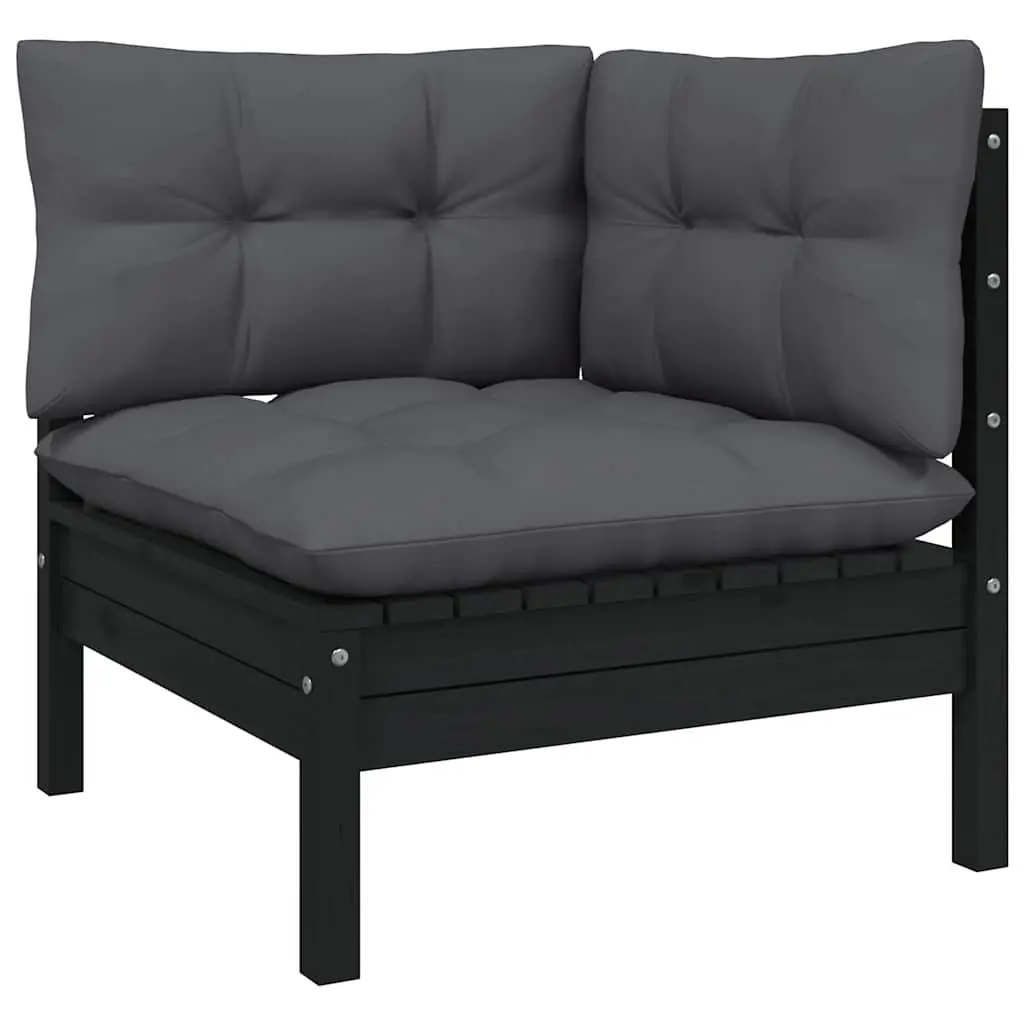 Garden Lounge Set 8 Piece Outdoor Patio Furniture Modular Pinewood Anthracite Cushions Black
