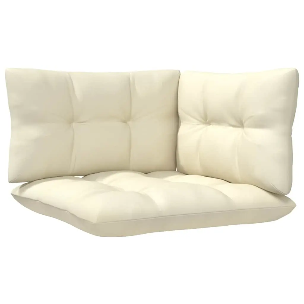 9 Piece Outdoor Garden Lounge Set Pinewood Cream Cushions