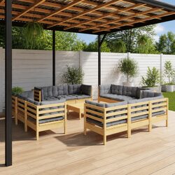 Garden Lounge Set 13 Piece Outdoor Patio Furniture Grey Cushions Modular