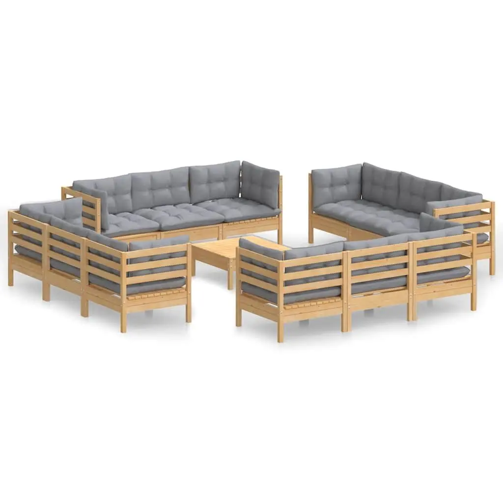 Garden Lounge Set 13 Piece Outdoor Patio Furniture Grey Cushions Modular