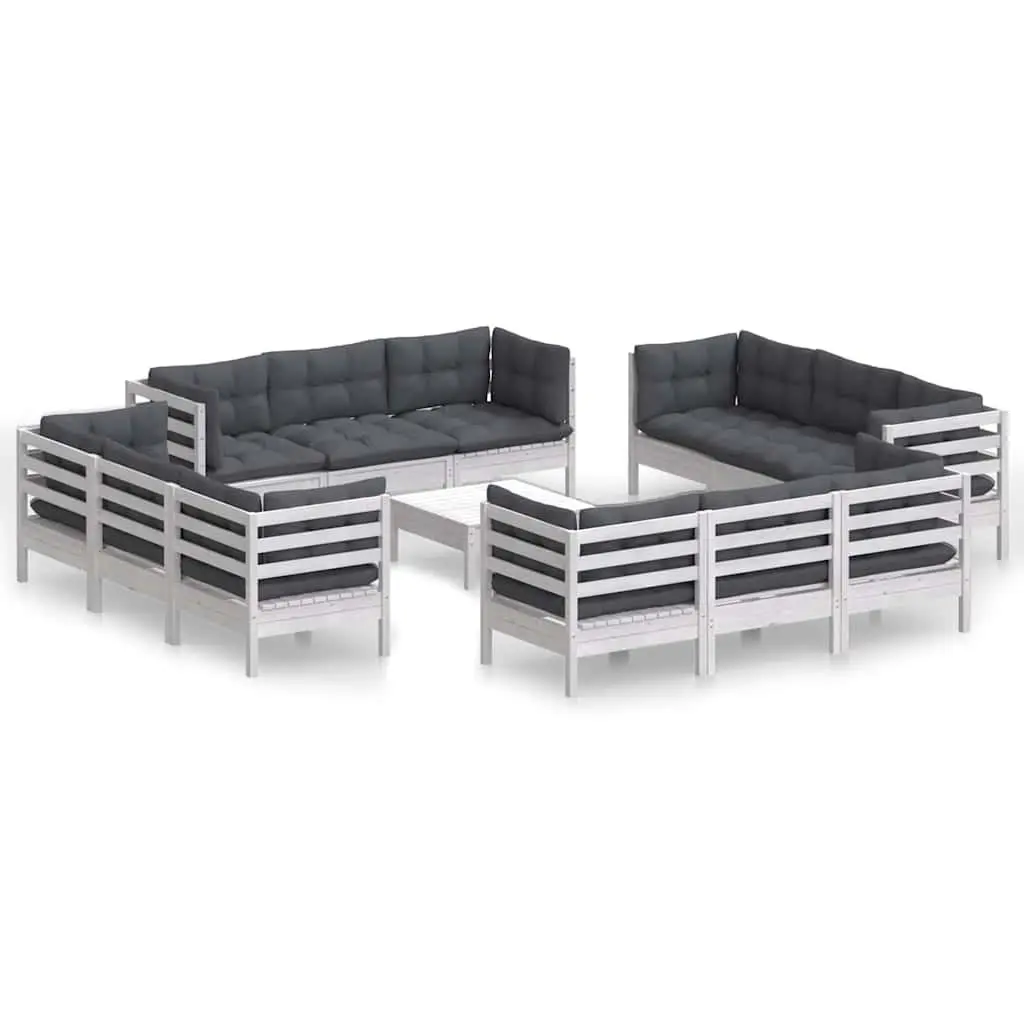 Garden Lounge Set 13 Piece Outdoor Patio Furniture Modular Pinewood White