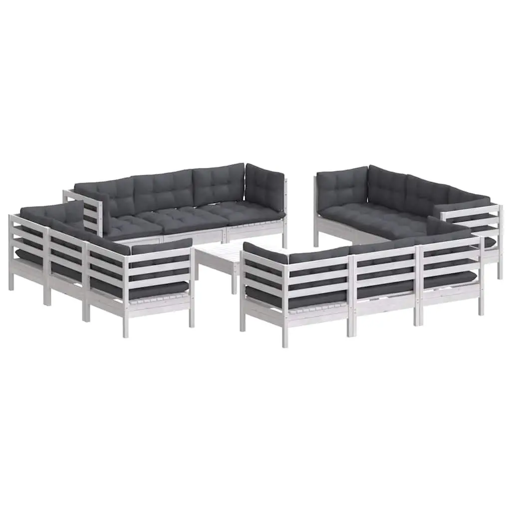 Garden Lounge Set 13 Piece Outdoor Patio Furniture Modular Pinewood White