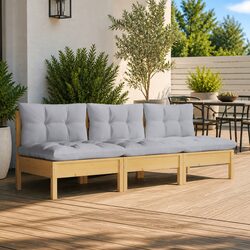 Reliable 3-Seater Garden Sofa with Grey Cushions