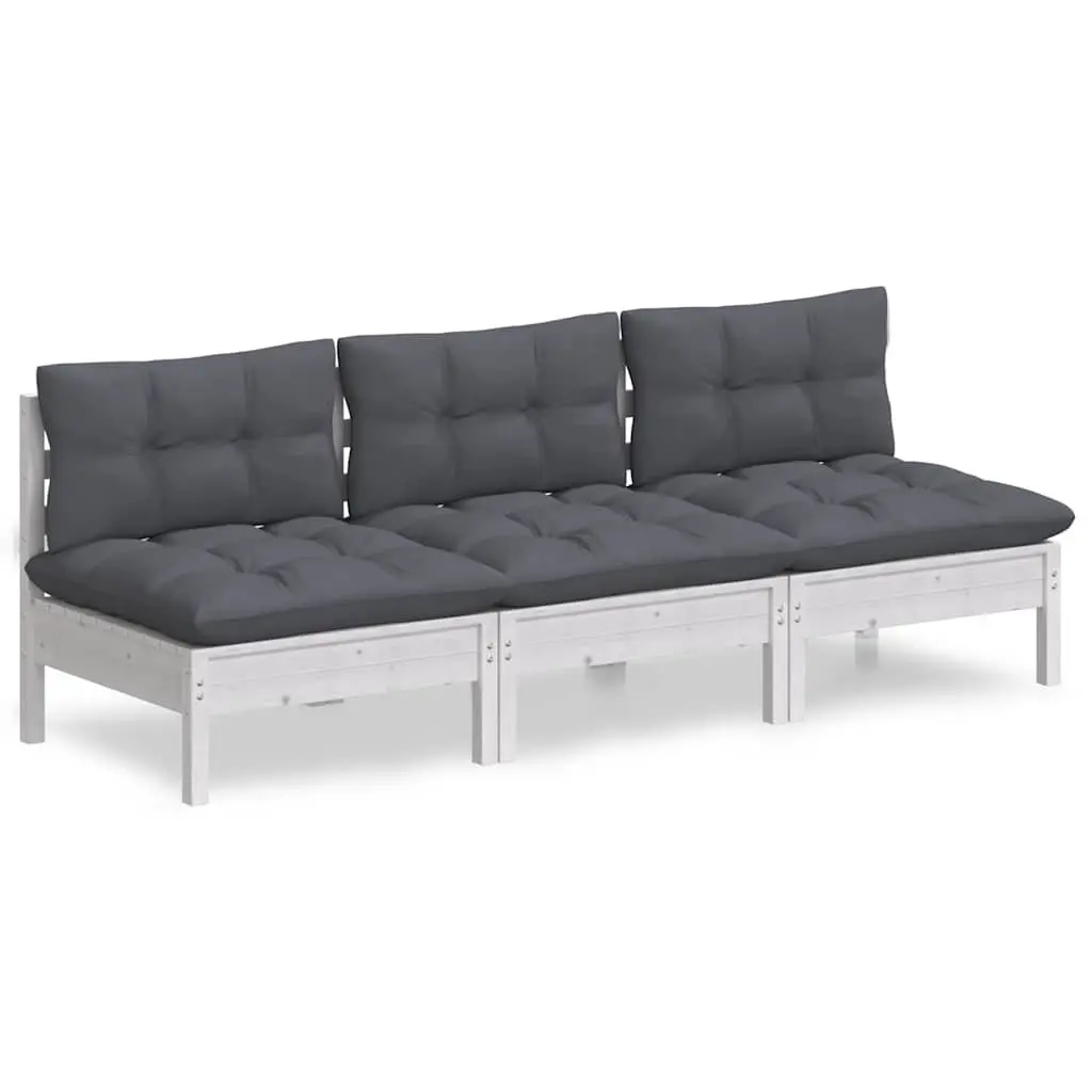 3-Seater Garden Sofa Outdoor Patio Seating Modular Lounge White