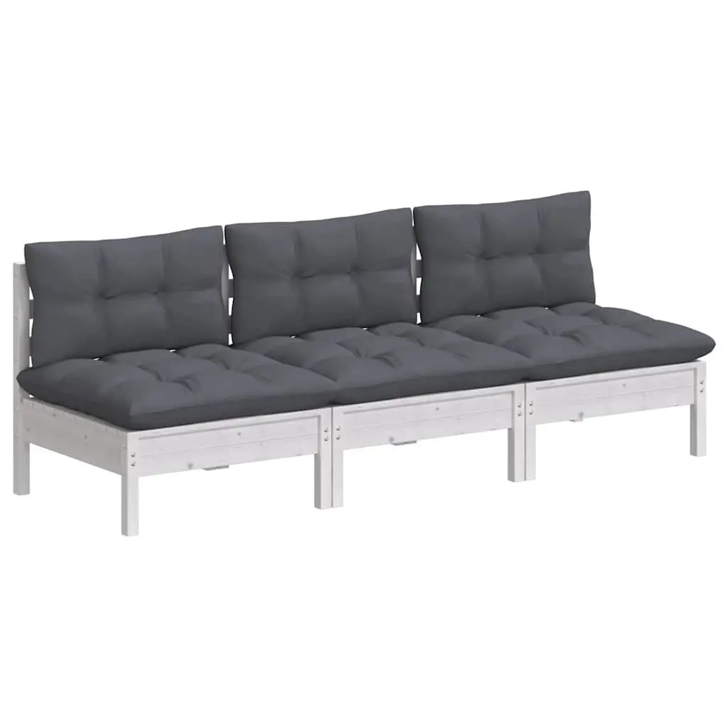 3-Seater Garden Sofa Outdoor Patio Seating Modular Lounge White
