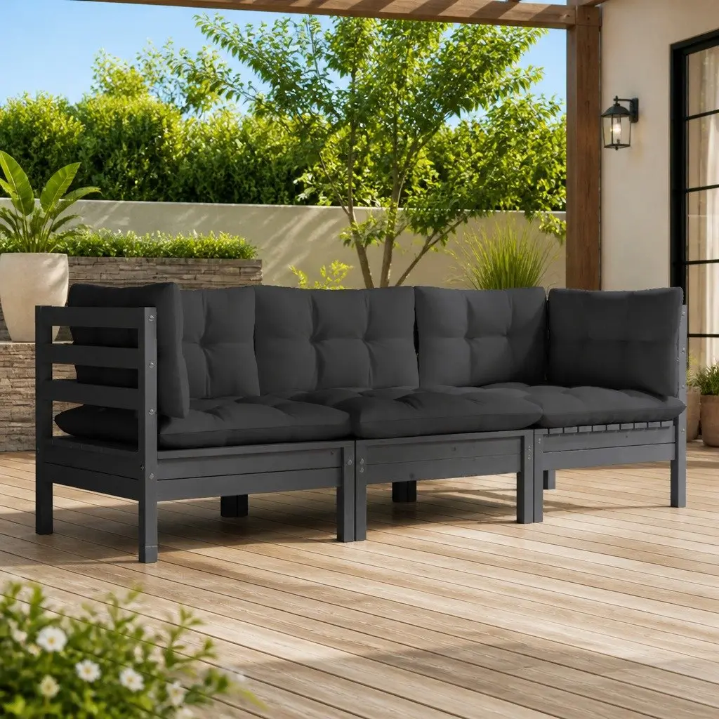 3-Seater Garden Sofa Outdoor Patio Furniture Lounge Seat with Cushions Modular