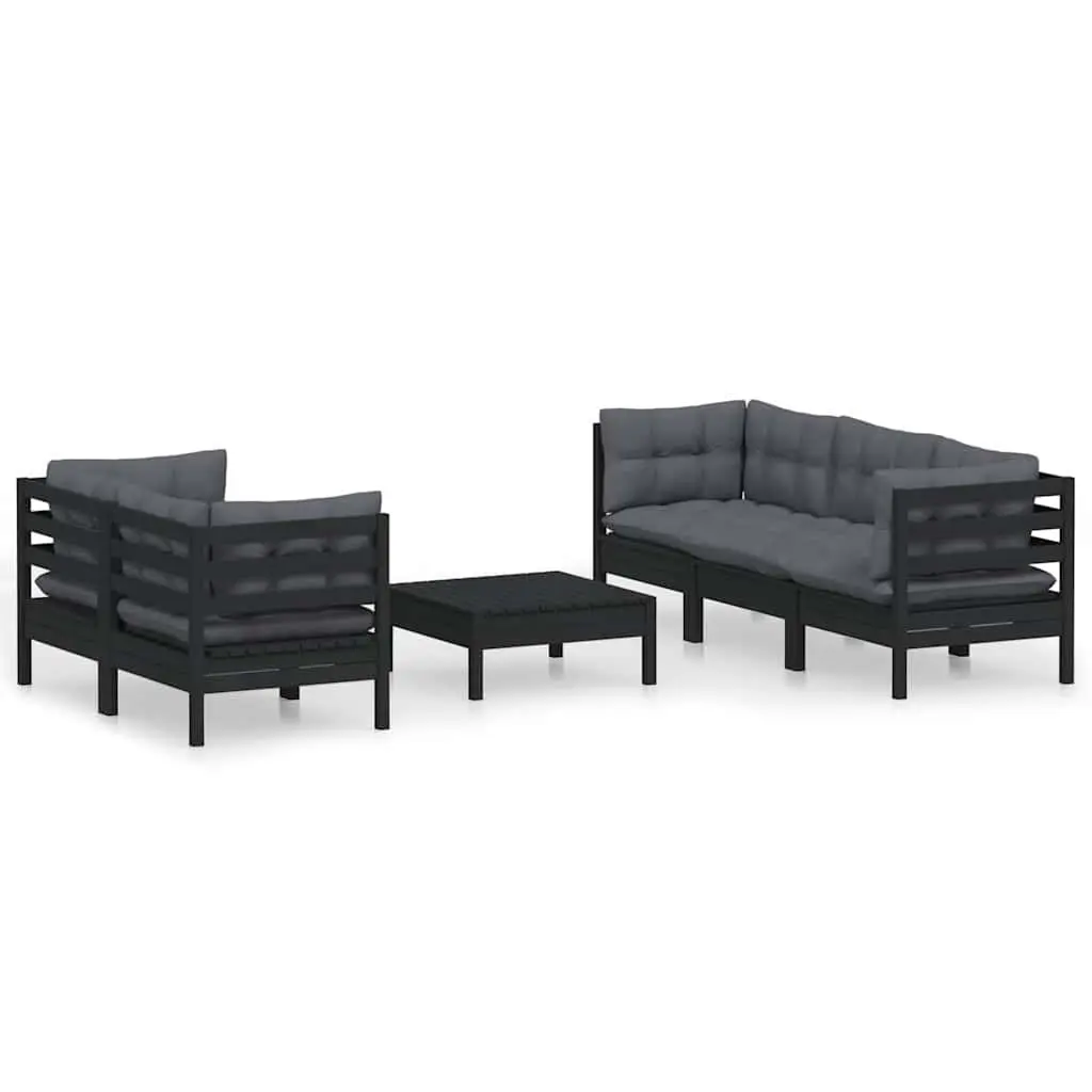 Garden Lounge Set 6 Piece Outdoor Patio Furniture with Cushions Pinewood