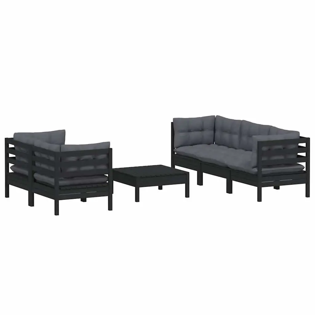 Garden Lounge Set 6 Piece Outdoor Patio Furniture with Cushions Pinewood