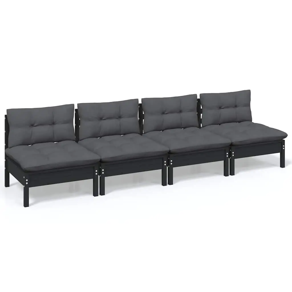 4-Seater Garden Sofa Solid Pinewood Outdoor Patio Lounge Seating with Cushions