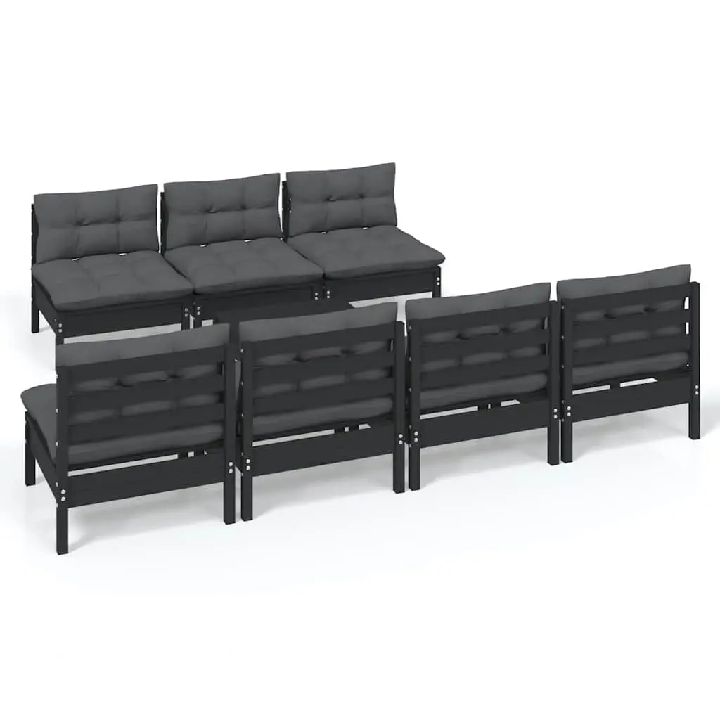 Garden Lounge Set Modular Outdoor Patio Furniture 8 Piece Black